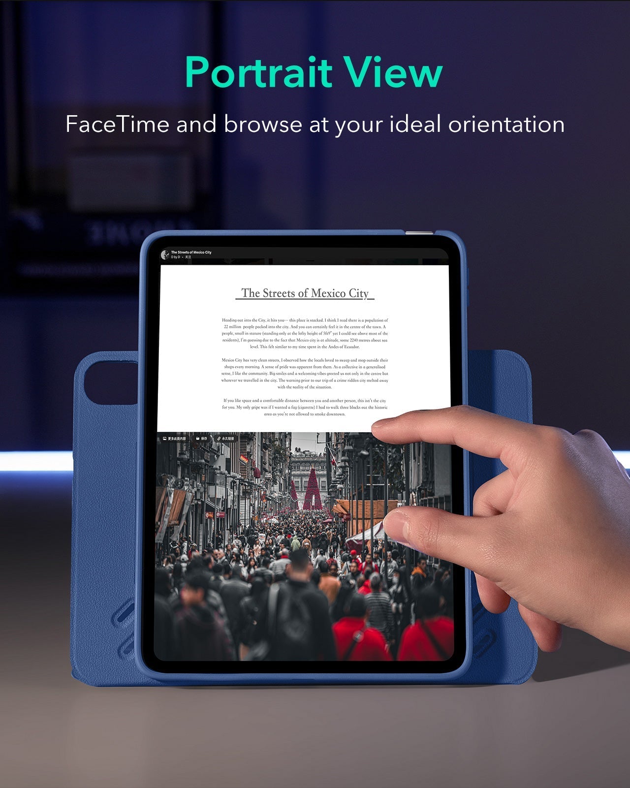 iPad 11" (A16) 2025 Bundle Shift Magnetic Case & Armorite® Paper-Feel Protection - Navy Blue ESR ESR