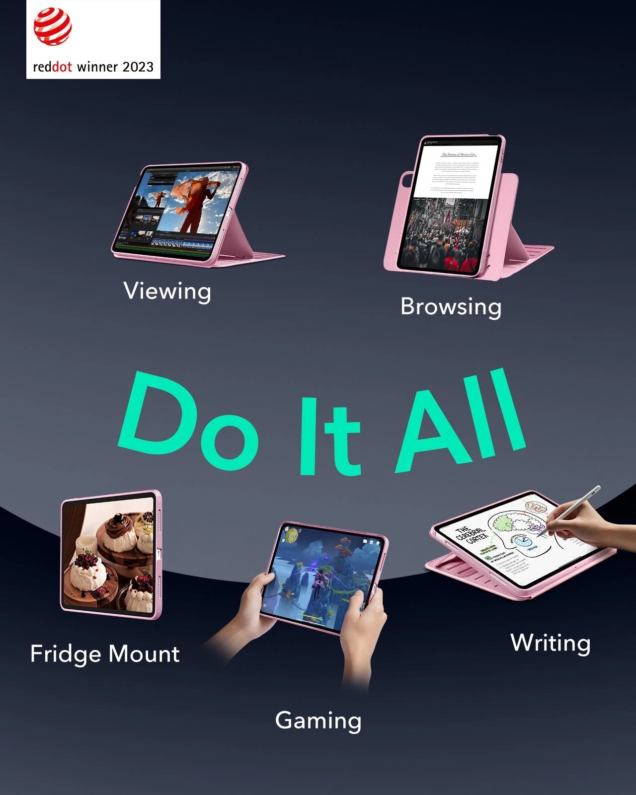 iPad 11" (A16) 2025 Bundle Shift Magnetic Case & Armorite® Paper-Feel Protection - Pink ESR ESR