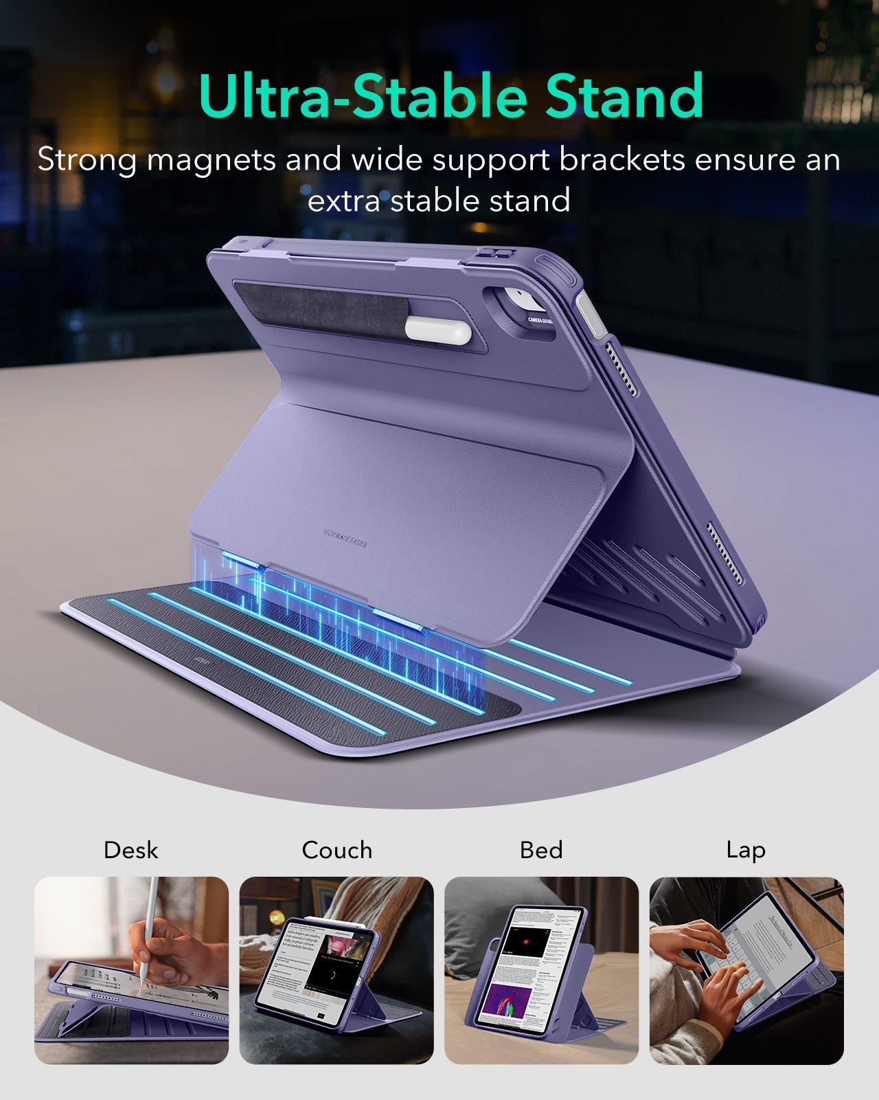 iPad 11" (A16) 2025 Bundle Shift Magnetic Case & Armorite® Paper-Feel Protection - Purple ESR ESR