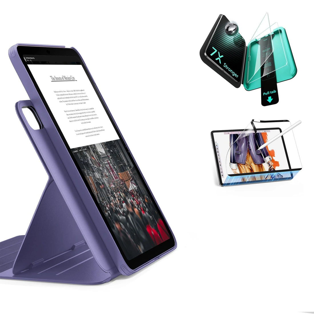 iPad 11" (A16) 2025 Bundle Shift Magnetic Case, Papel-Feel Magnetic & Armorite® Protection - Purple ESR ESR