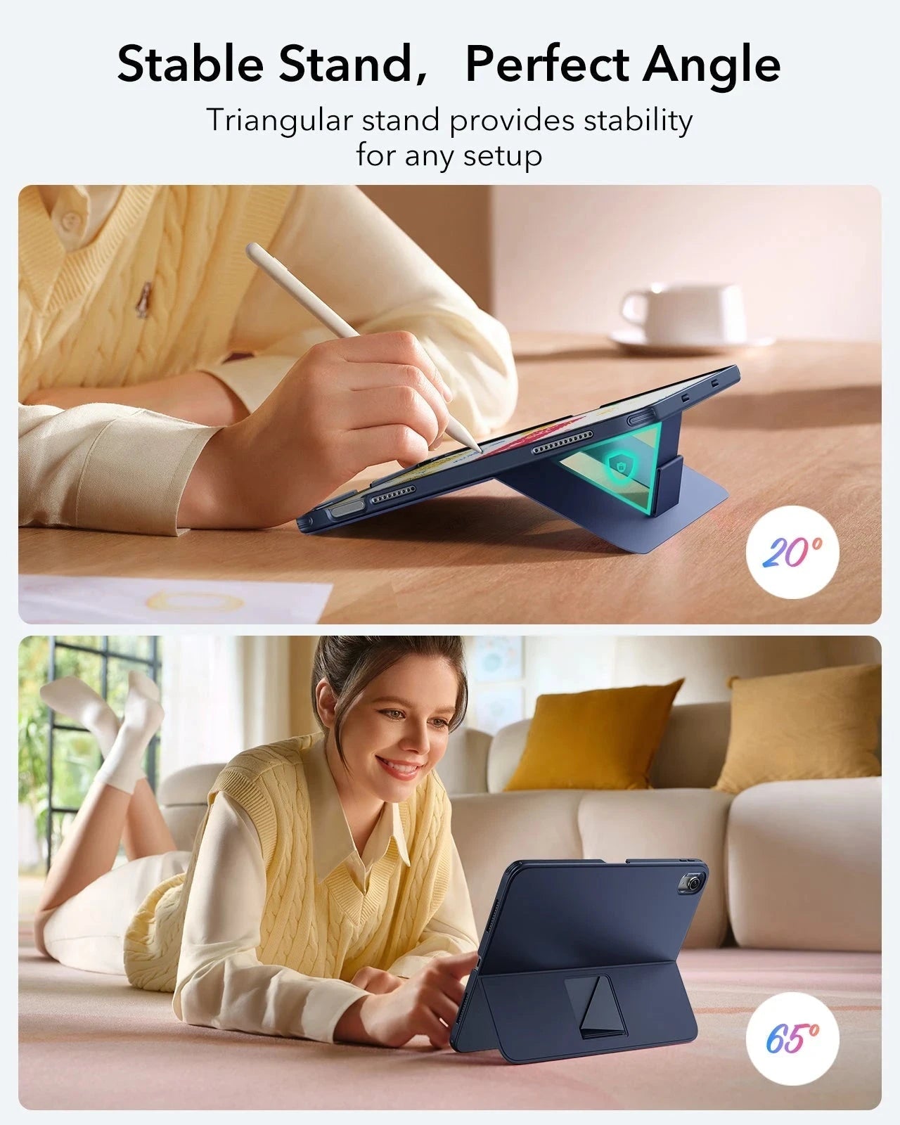 Blue ESR Flex Keyboard Case & Find My Pencil Bundle-stable stand，perfect angle