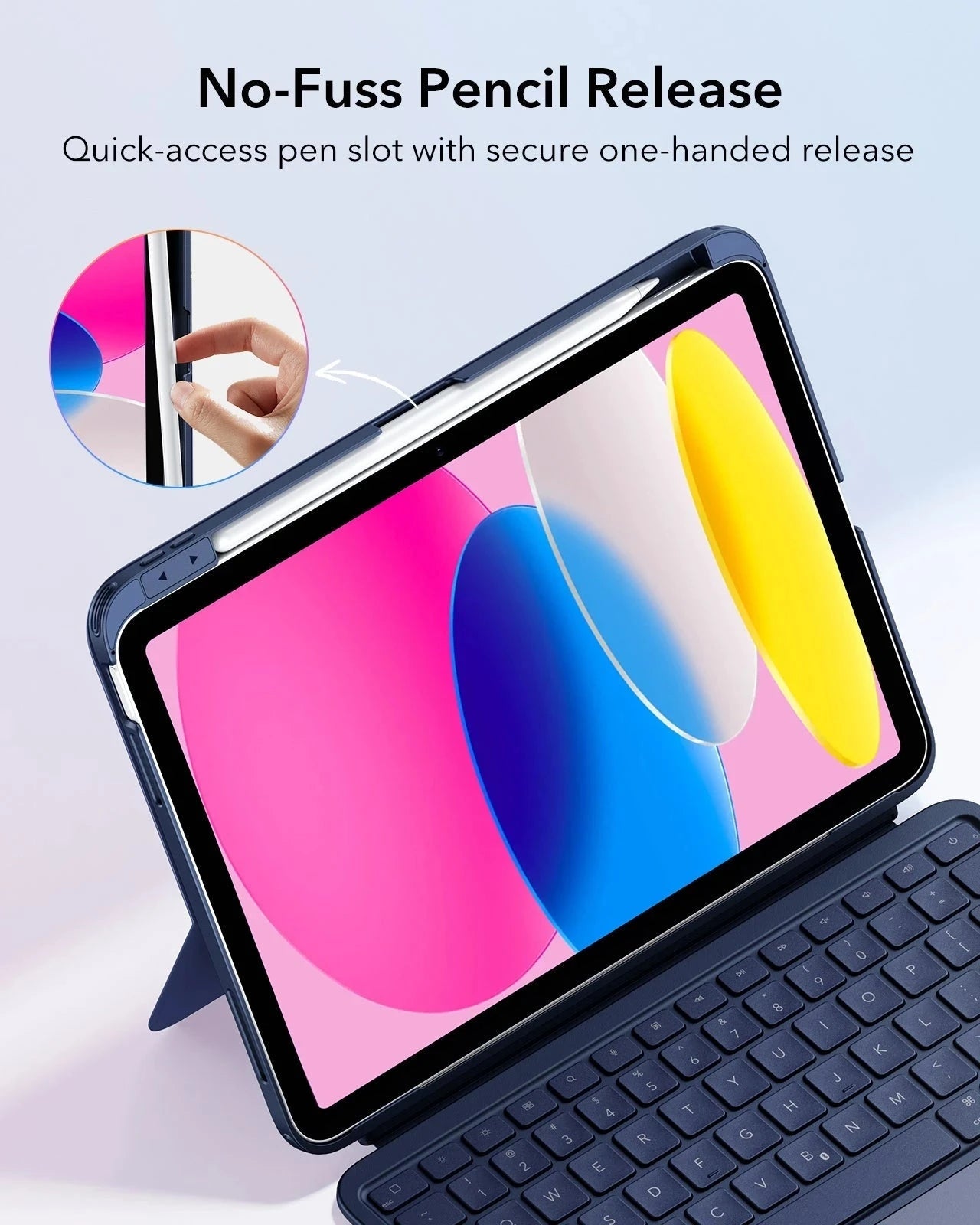 Blue ESR Flex Keyboard Case & Find My Pencil Bundle-No-fuss pencil release