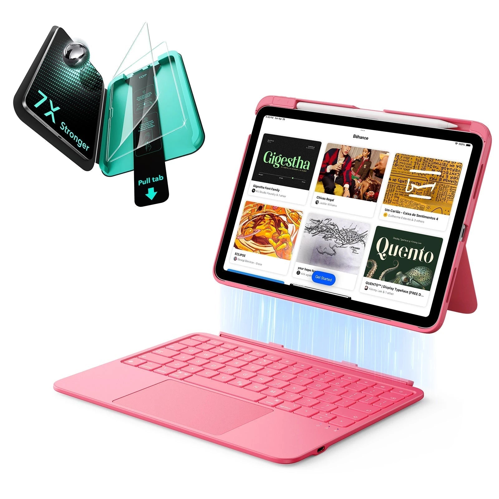 iPad 10th Gen Flex Keyboard Case (Detachable)  Protection Bundle - US Layout-Pink ESR ESR