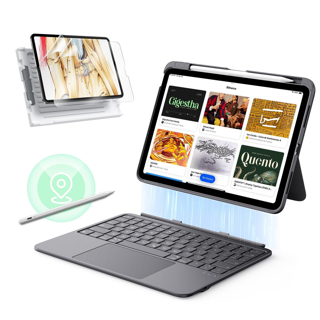 iPad 11" (A16) 2025 Flex Keyboard Case (Detachable) Transformation Bundle - US Layout-Dark Gray ESR ESR