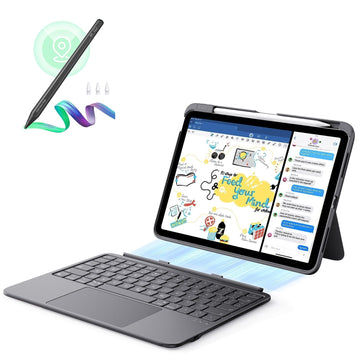 iPad 10th Gen Flex Keyboard Case (Detachable) With Geo Pencil Bundle - US Layout Dark Gray With Black Pencil