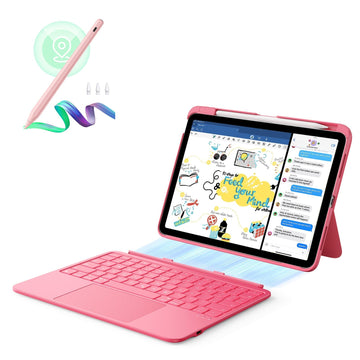 iPad 10th Gen Flex Keyboard Case (Detachable) With Geo Pencil Bundle  - US Layout Pink With Pink Pencil