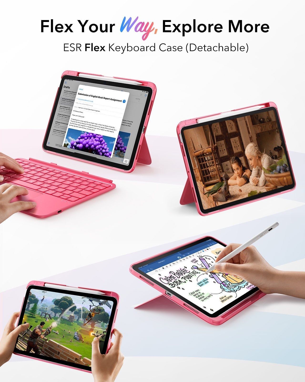 Flex Your Way，Explore More-Flex keyboard case with detachable