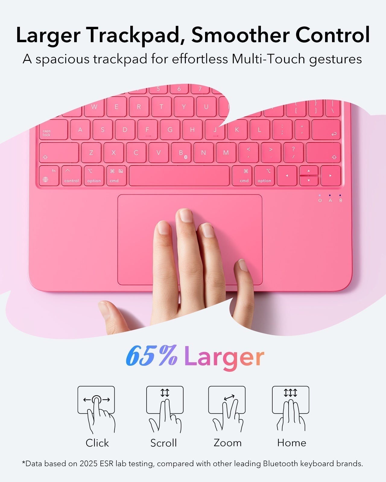 Larger trackpad，smoother Control -Pink keyboard case