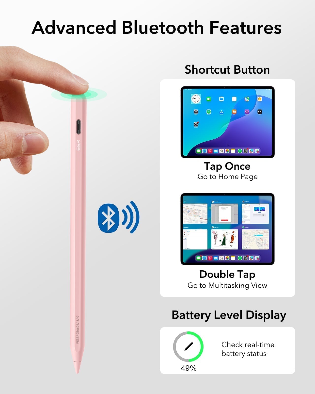 Pink Geo Digital pencil-Advanced bluetooth Features