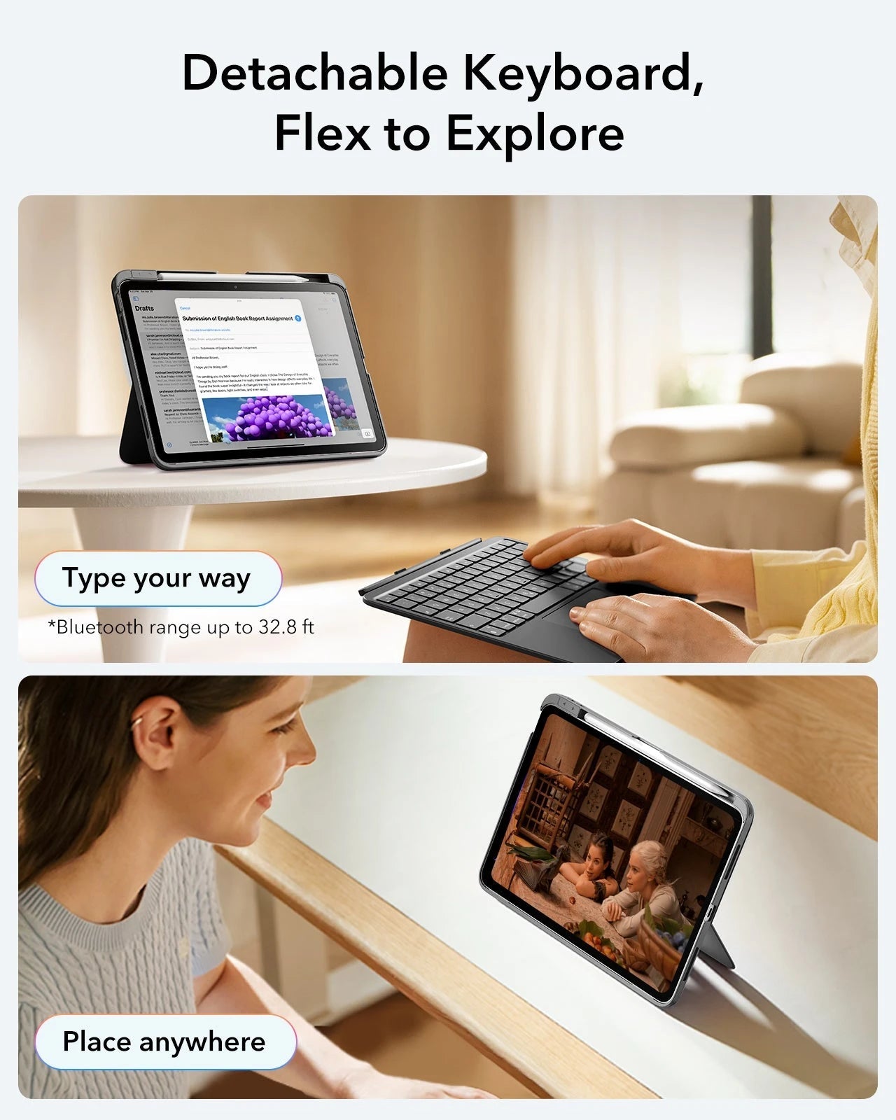 iPad 11” (A18) 2026 Flex Keyboard Case with Pencil Slot -Detachable Keyboard，Flex to explore
