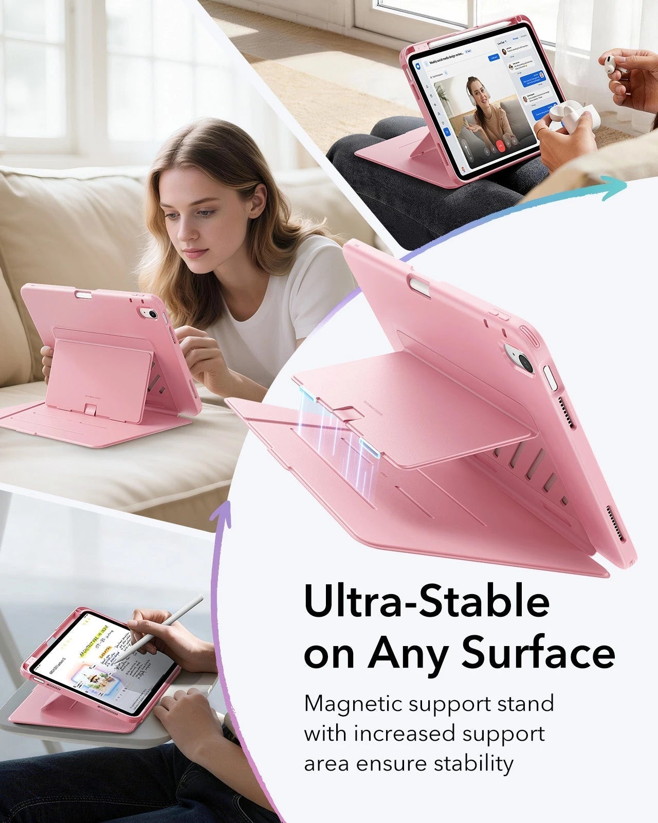 iPad 11" (A18) 2026 Flip Magnetic Case with Pencil Holder - Pink ESR ESR