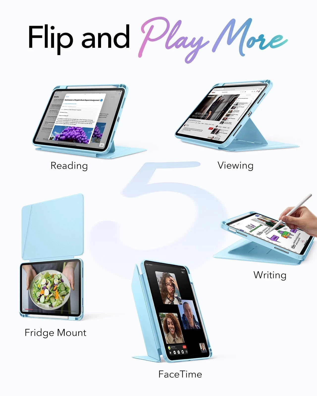 iPad 11" (A18) 2026 Flip Magnetic Case with Pencil Holder - Sky Blue ESR ESR