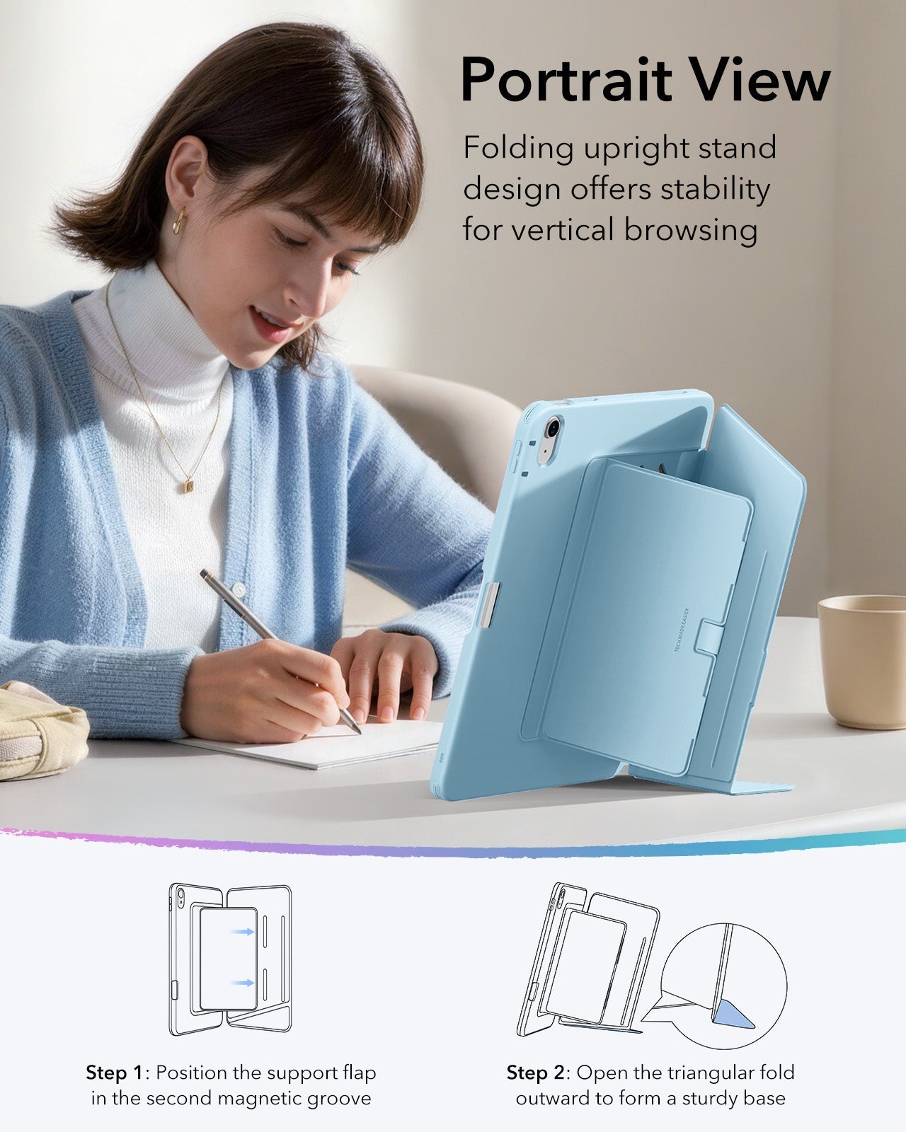 iPad 11" (A18) 2026 Flip Magnetic Case with Pencil Holder - Sky Blue ESR ESR