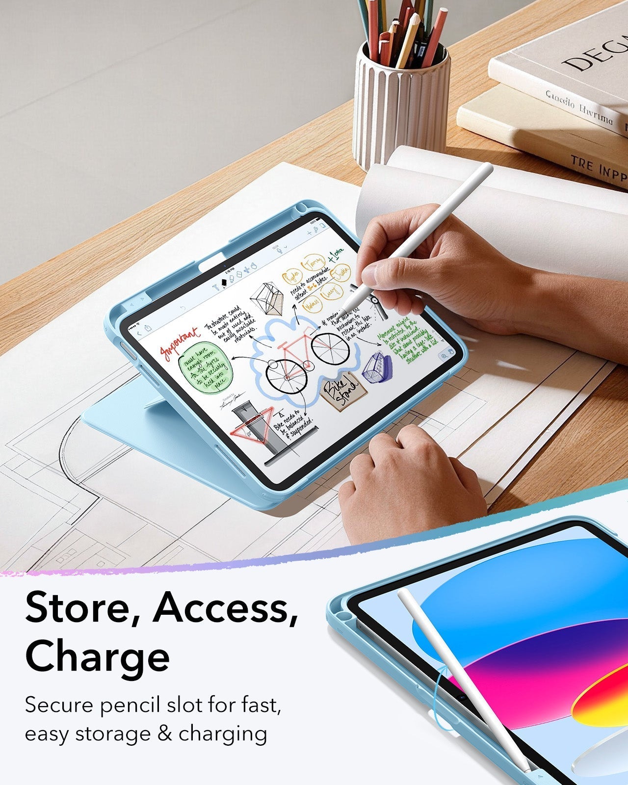 iPad 11" (A18) 2026 Flip Magnetic Case with Pencil Holder - Sky Blue ESR ESR