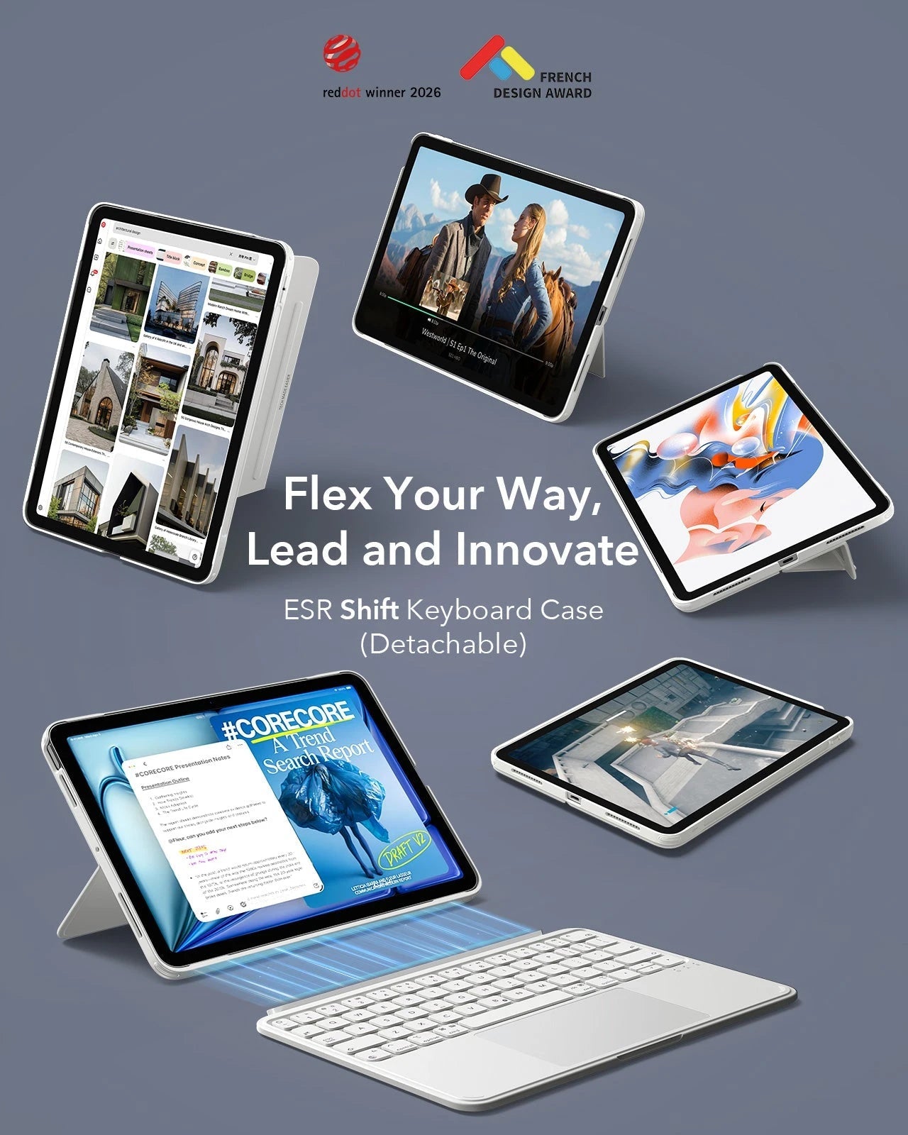Flex your way，lead and innovate(Shift keyboard case with detachable)