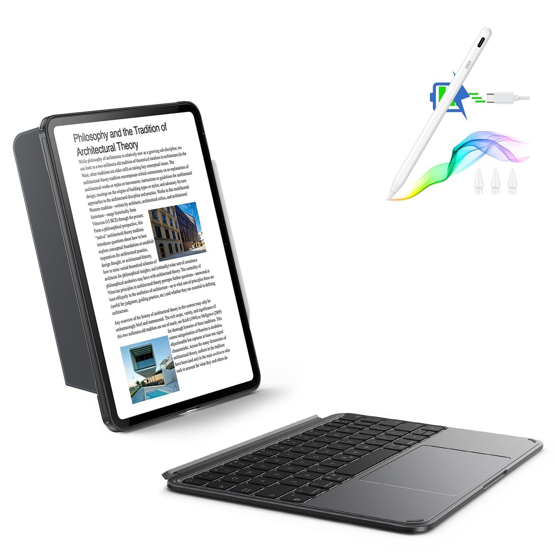 iPad Air 11” (M2) 2024 Shift Keyboard Case (Detachable) With Digital Pencil Bundle  -US Layout-Dark Gray ESR ESR