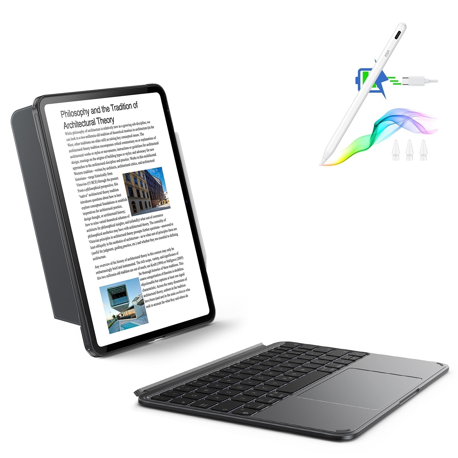 iPad Air 11” (M2) 2024 Shift Keyboard Case (Detachable) With Digital Pencil Bundle  -US Layout-Dark Gray ESR ESR