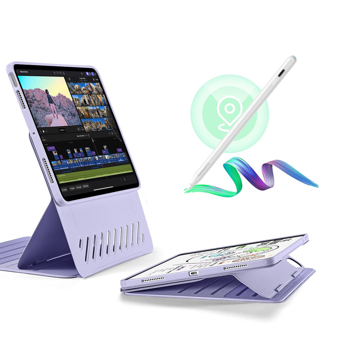 iPad Air 11" (M3) 2025 Bundle Shift Magnetic Case with Geo Digital Pencil - Light Purple ESR ESR