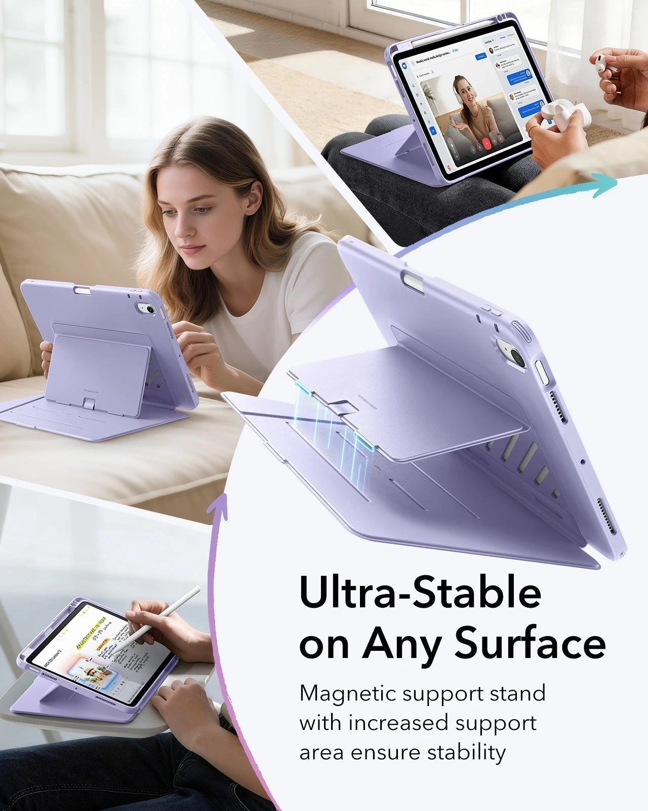 iPad Air 11" (M4) 2026 Bundle Flip Magnetic Case with Pencil Holder & Armorite® Paper-Feel Protection - Light Purple ESR ESR