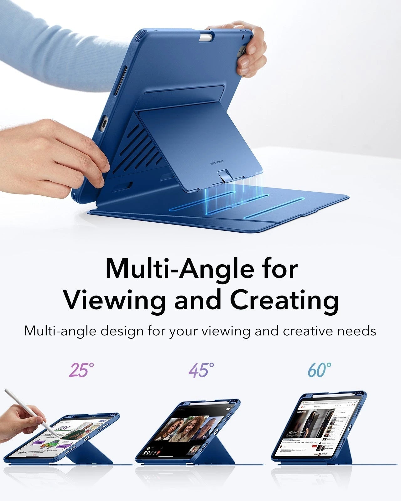 iPad Air 11" (M4) 2026 Bundle Flip Magnetic Case with Pencil Holder & Armorite® Paper-Feel Protection - Navy Blue ESR ESR