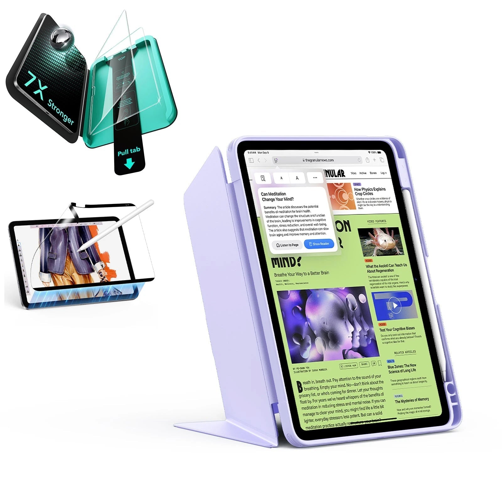 iPad Air 11" (M4) 2026 Bundle Flip Magnetic Case with Pencil Holder, Paper-Feel Magnetic & Armorite® Protection - Light Purple ESR ESR