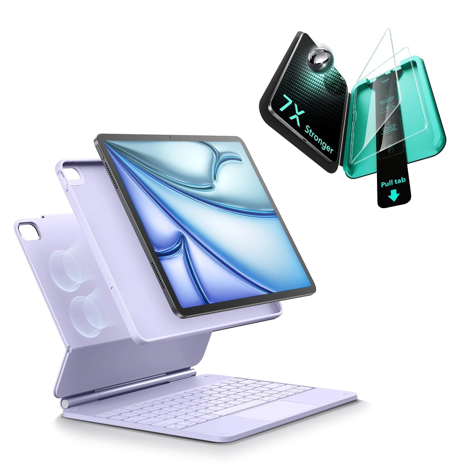 iPad Air 11" (M4) 2026 Bundle Rebound Magnetic Keyboard Case 360 & Screen Protectors-US-Layout-Purple ESR ESR