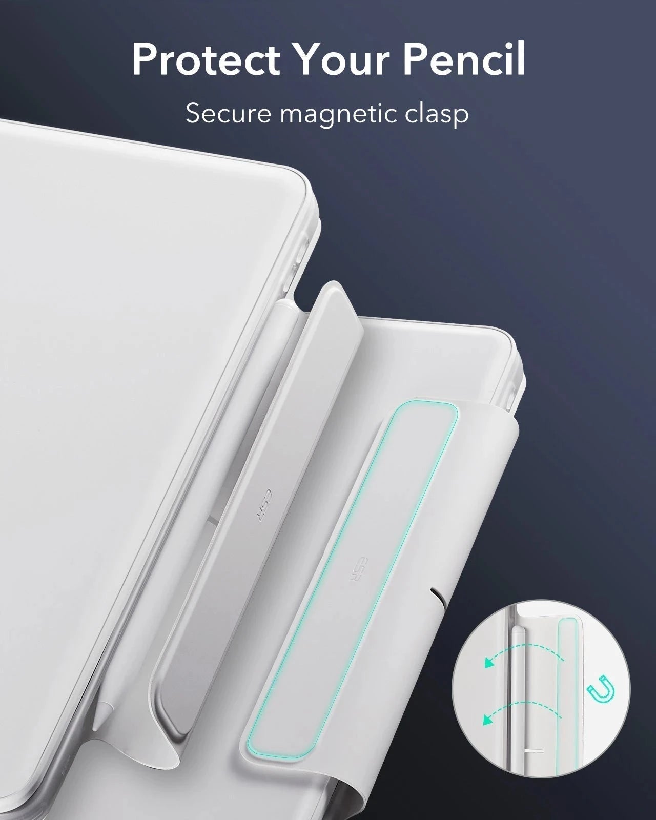 white ipad keyboard case-protect your pencil