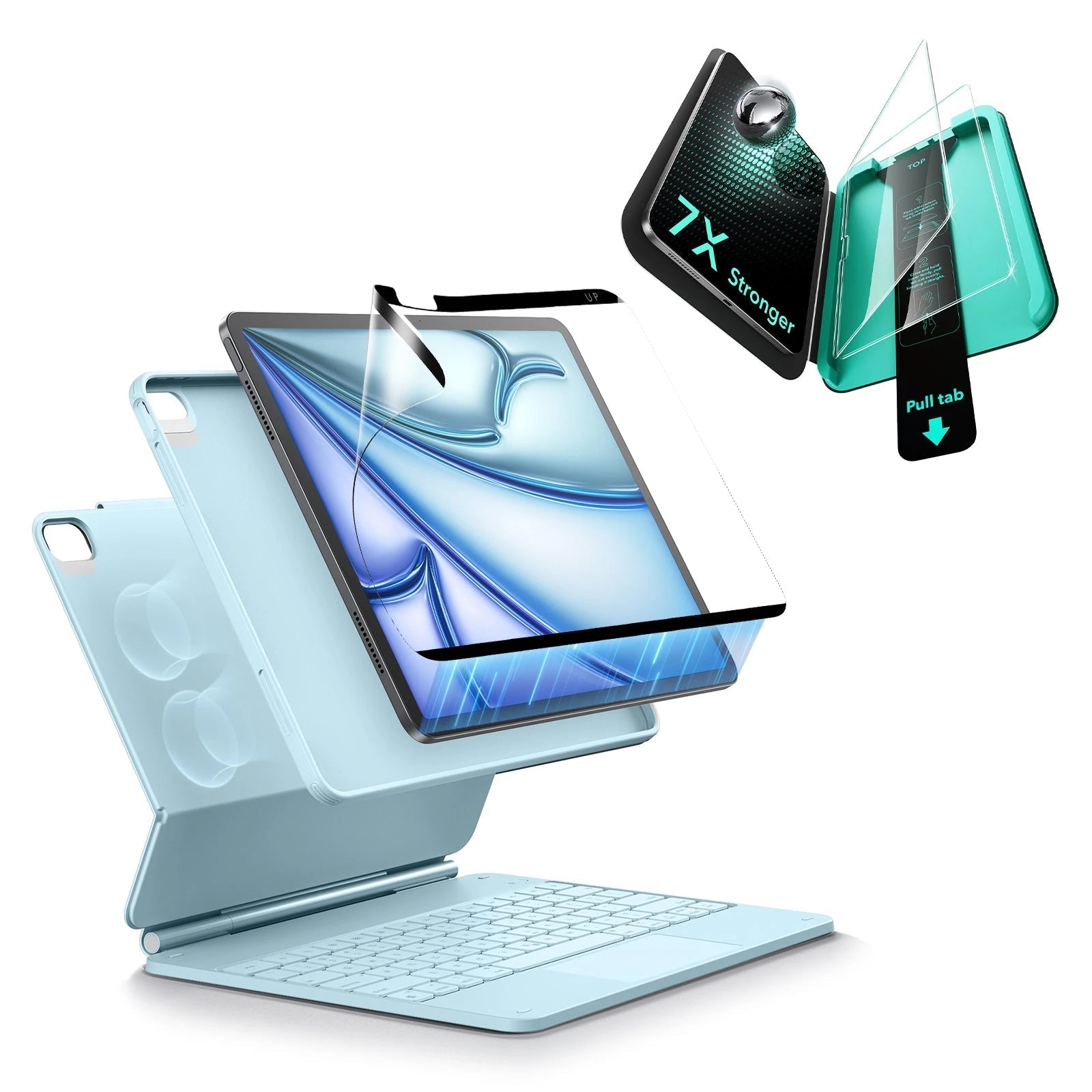 Blue iPad Air 11" (M4) Paper-Feel Protectors & Keyboard Case | ESR 360 Guard