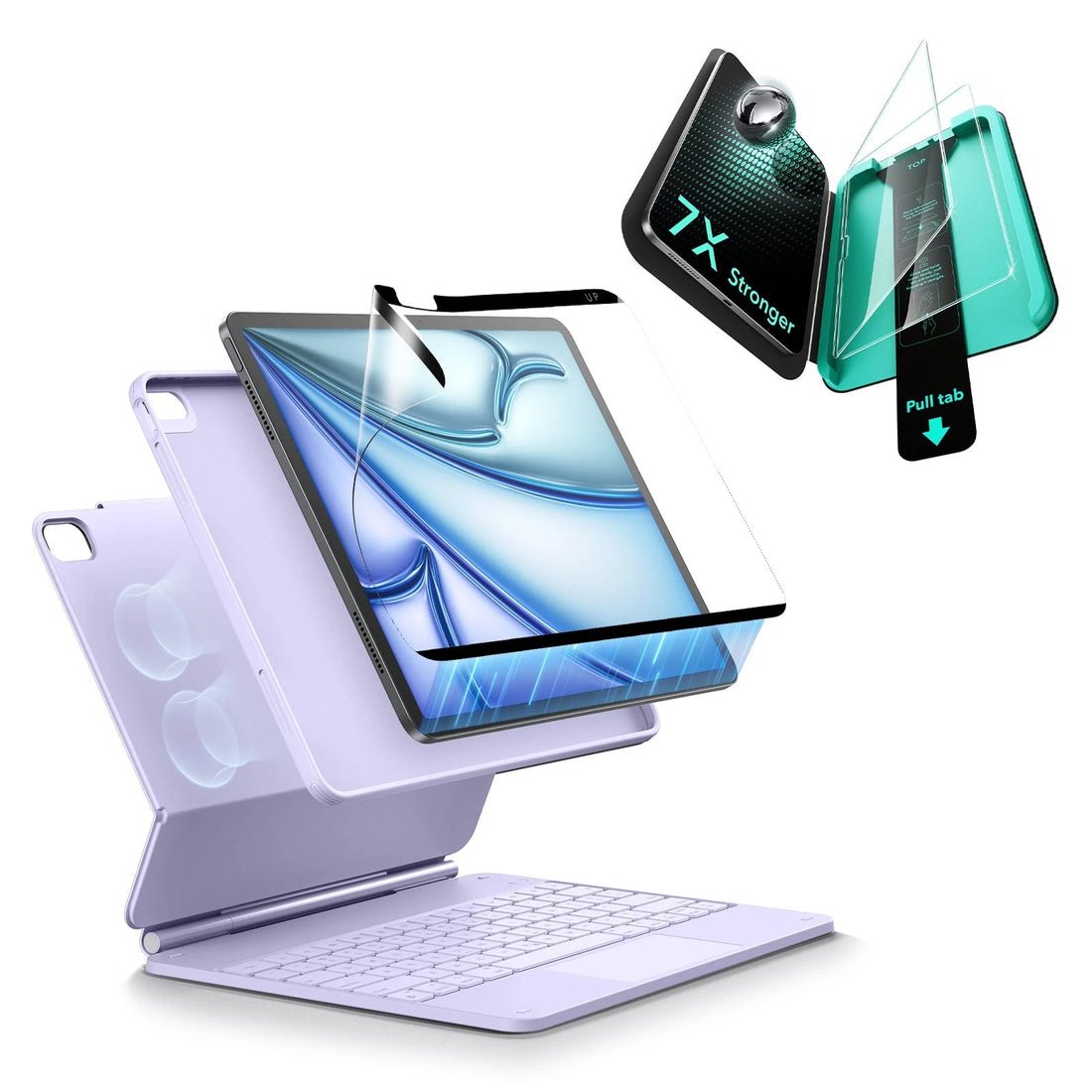 iPad Air 11" (M4) 2026 Bundle Rebound Magnetic Keyboard Case 360, Armorite & Paper-Feel Screen Protectors