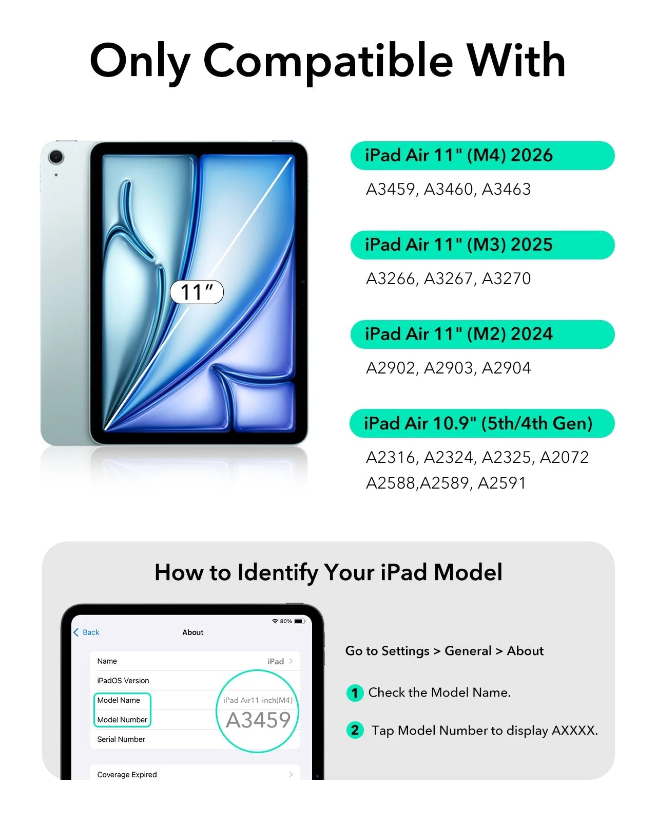 iPad Air 11” (M4) 2026 Flex Keyboard Case (Detachable) with Geo Pencil Bundle- UK Layout-Dark Gray ESR ESR