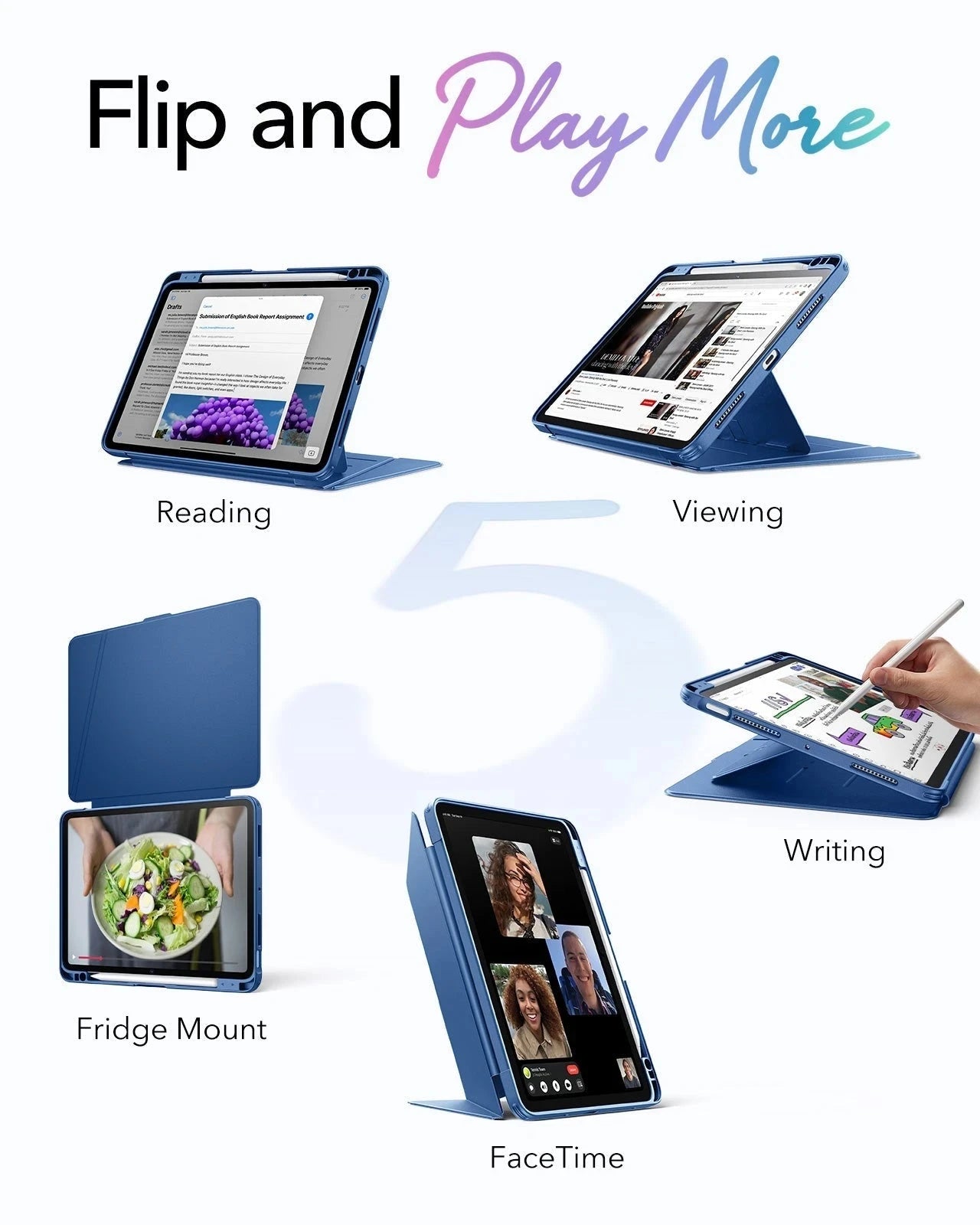 iPad Air 11" (M4) 2026 Flip Magnetic Case with Pencil Holder - Navy Blue ESR ESR