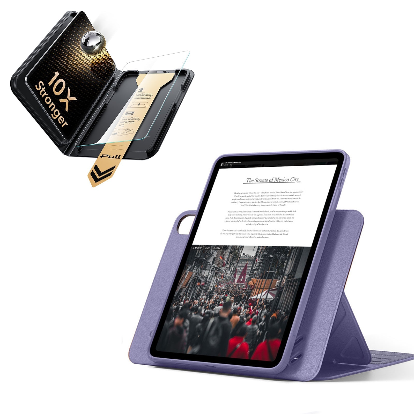 iPad Air 13" (M4) 2026 Bundle Shift Magnetic Case & Armorite Pro Screen Protector With UltraFit Tray - Purple