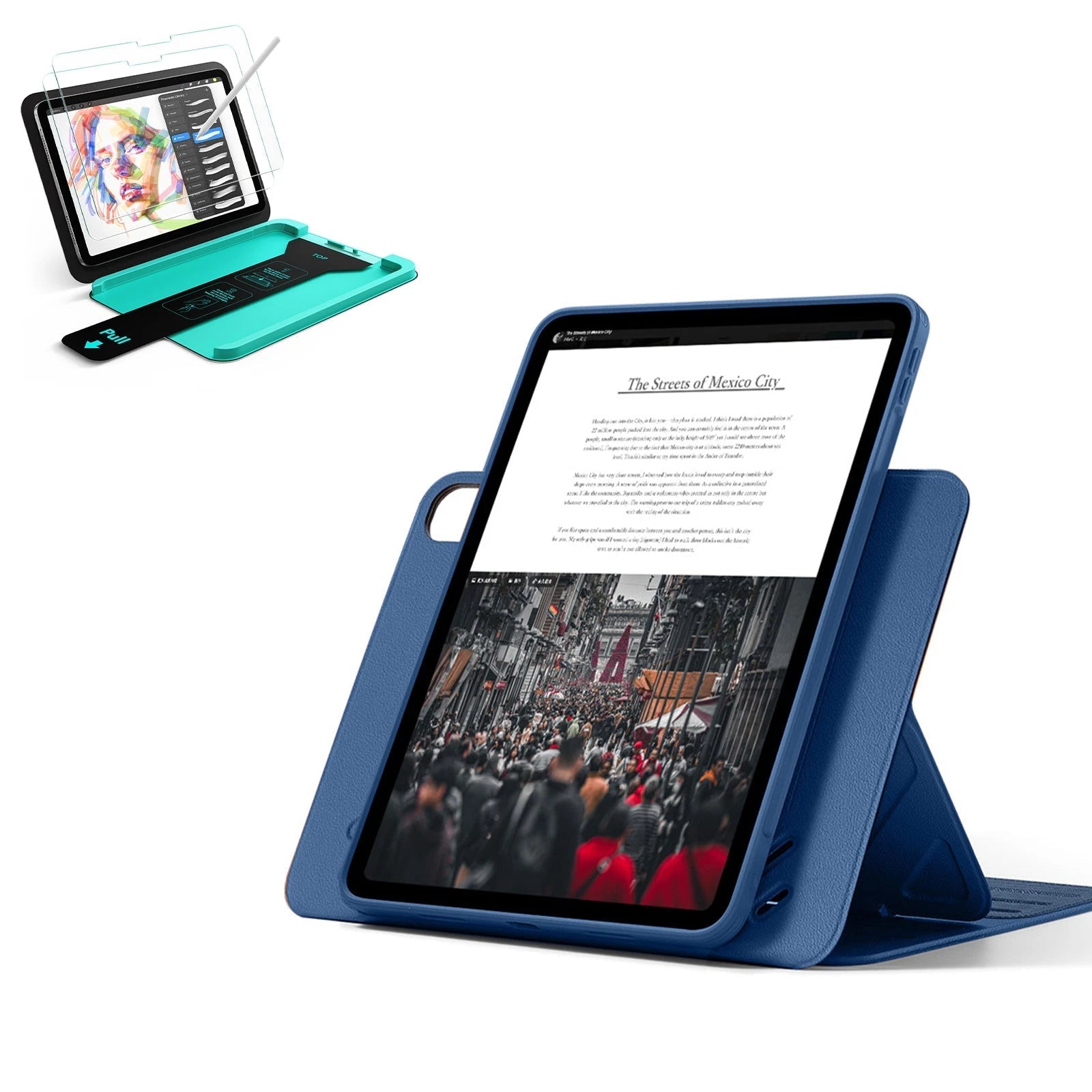 iPad Air 13" (M4) 2026 Bundle Shift Magnetic Case & Armorite® Paper-Feel Protection - Navy Blue ESR ESR