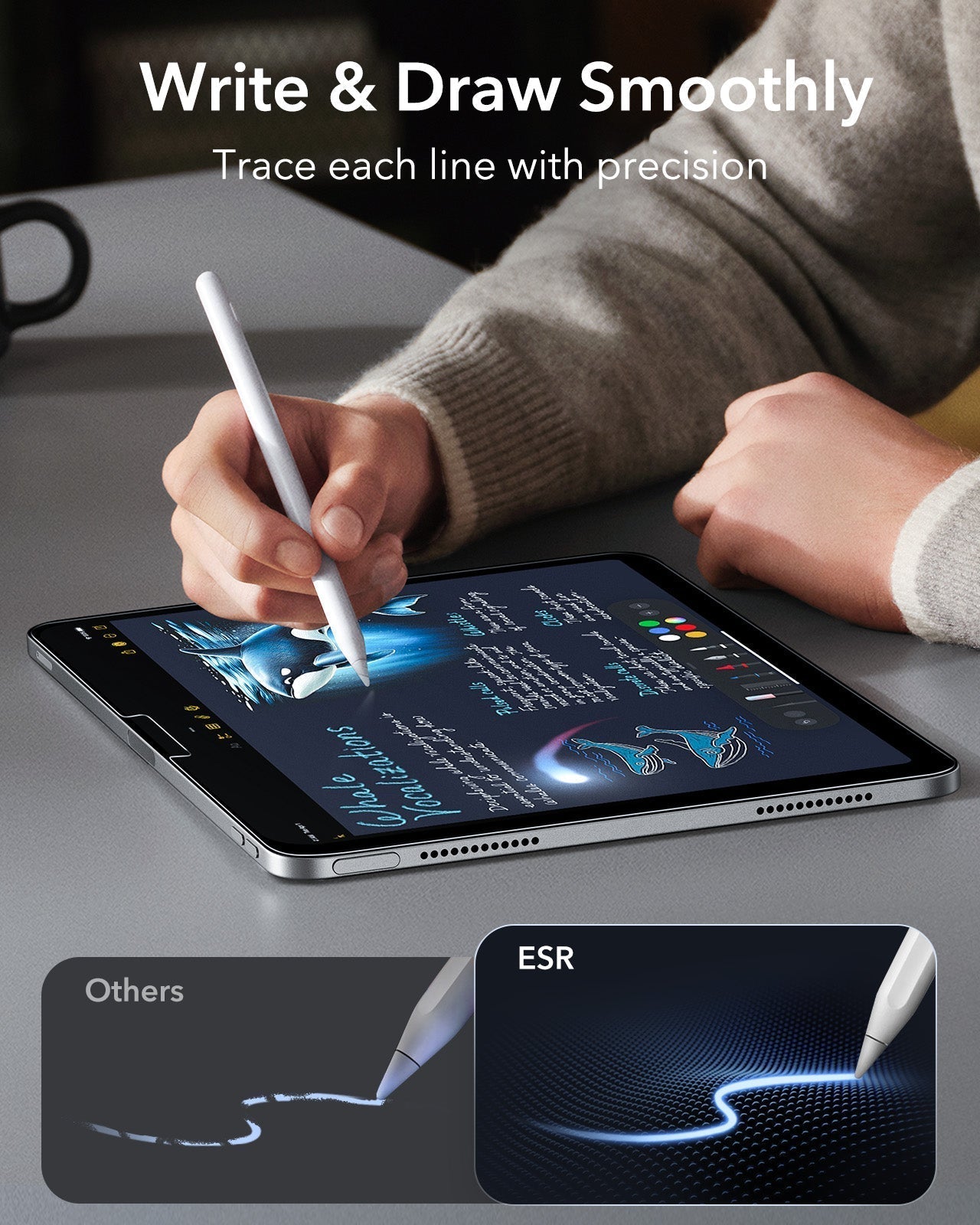 iPad Air 13" (M4) 2026 Bundle Shift Magnetic Case & Armorite® Paper-Feel Protection - Navy Blue ESR ESR