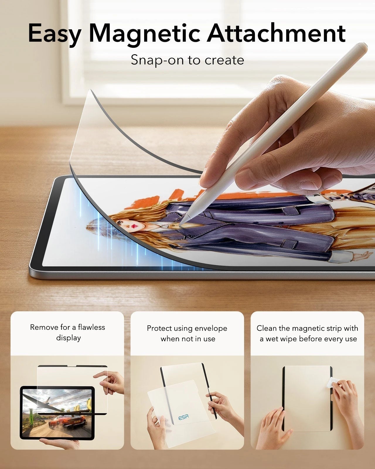 iPad Air 13" (M4) 2026 Bundle Shift Magnetic Case, Papel-Feel Magnetic & Armorite® Protection - Black ESR ESR