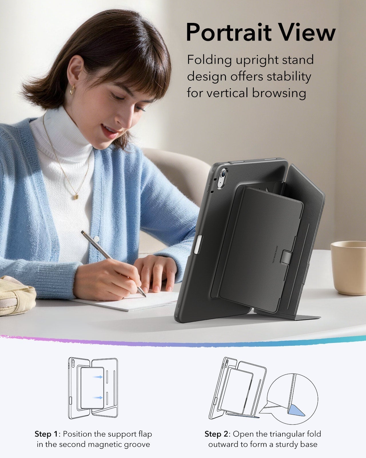 iPad Air 13" (M4) 2026 Flip Magnetic Case with Pencil Holder - Black ESR ESR