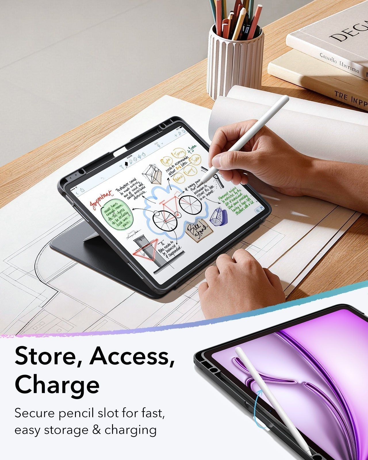 iPad Air 13" (M4) 2026 Flip Magnetic Case with Pencil Holder - Black ESR ESR