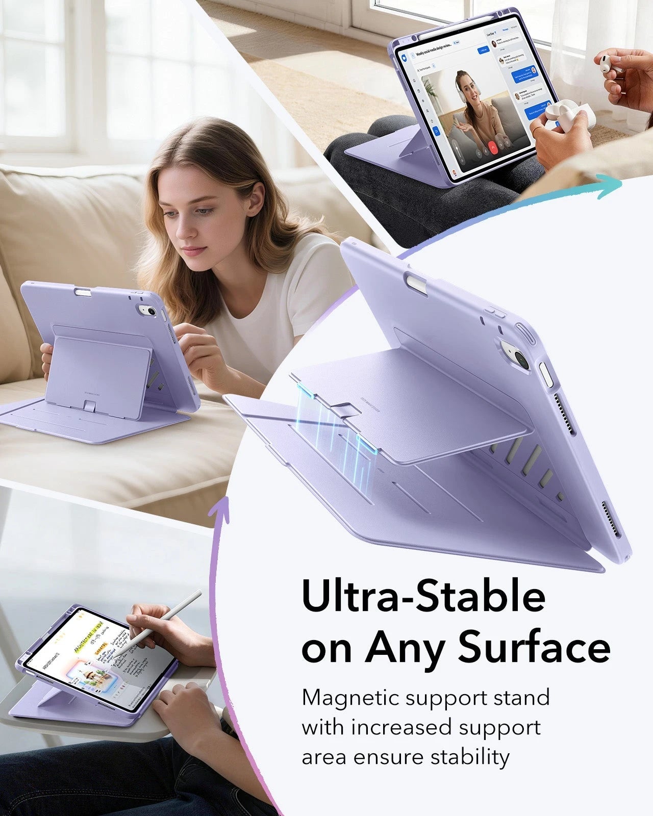 iPad Air 13" (M4) 2026 Flip Magnetic Case with Pencil Holder - Light Purple ESR ESR