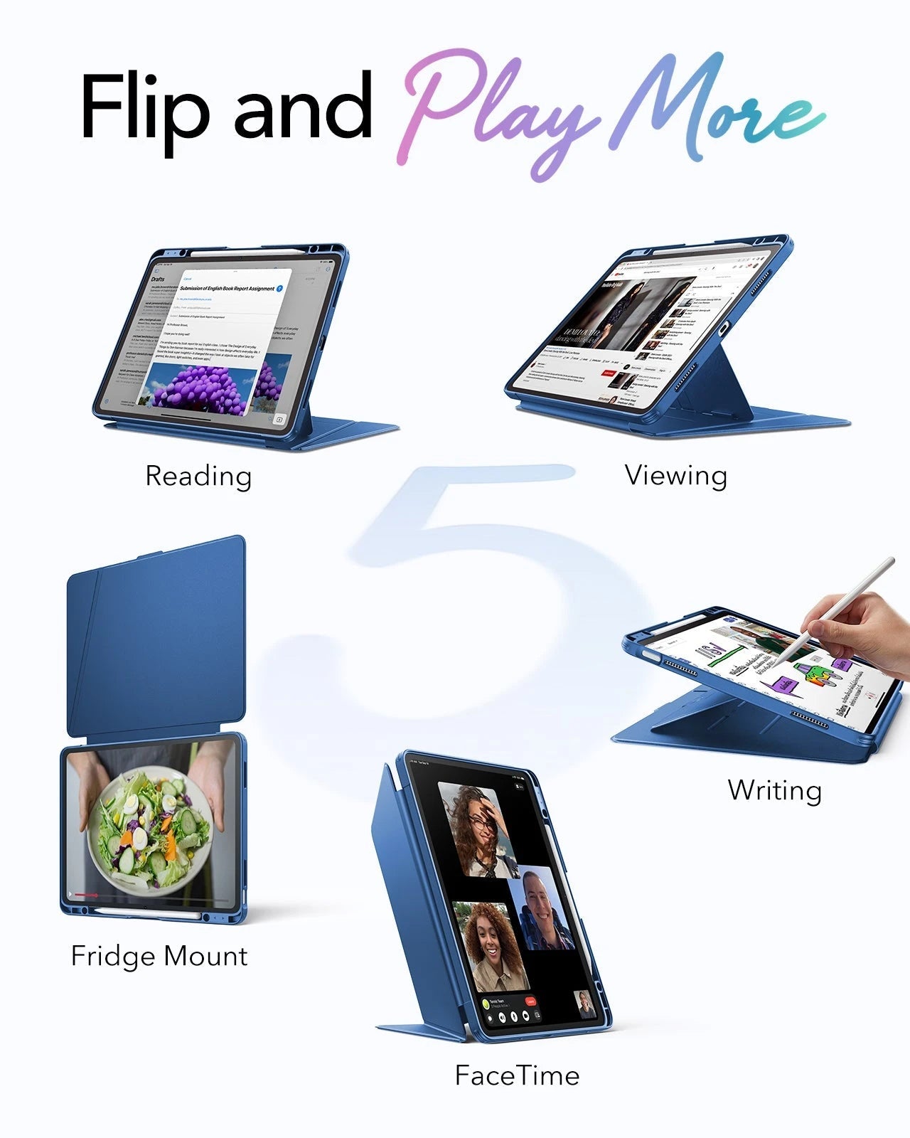 iPad Air 13" (M4) 2026 Flip Magnetic Case with Pencil Holder - Navy Blue ESR ESR