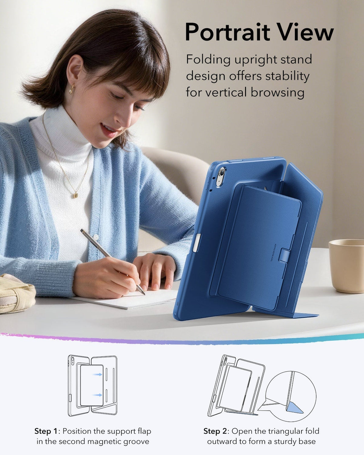 iPad Air 13" (M4) 2026 Flip Magnetic Case with Pencil Holder - Navy Blue ESR ESR