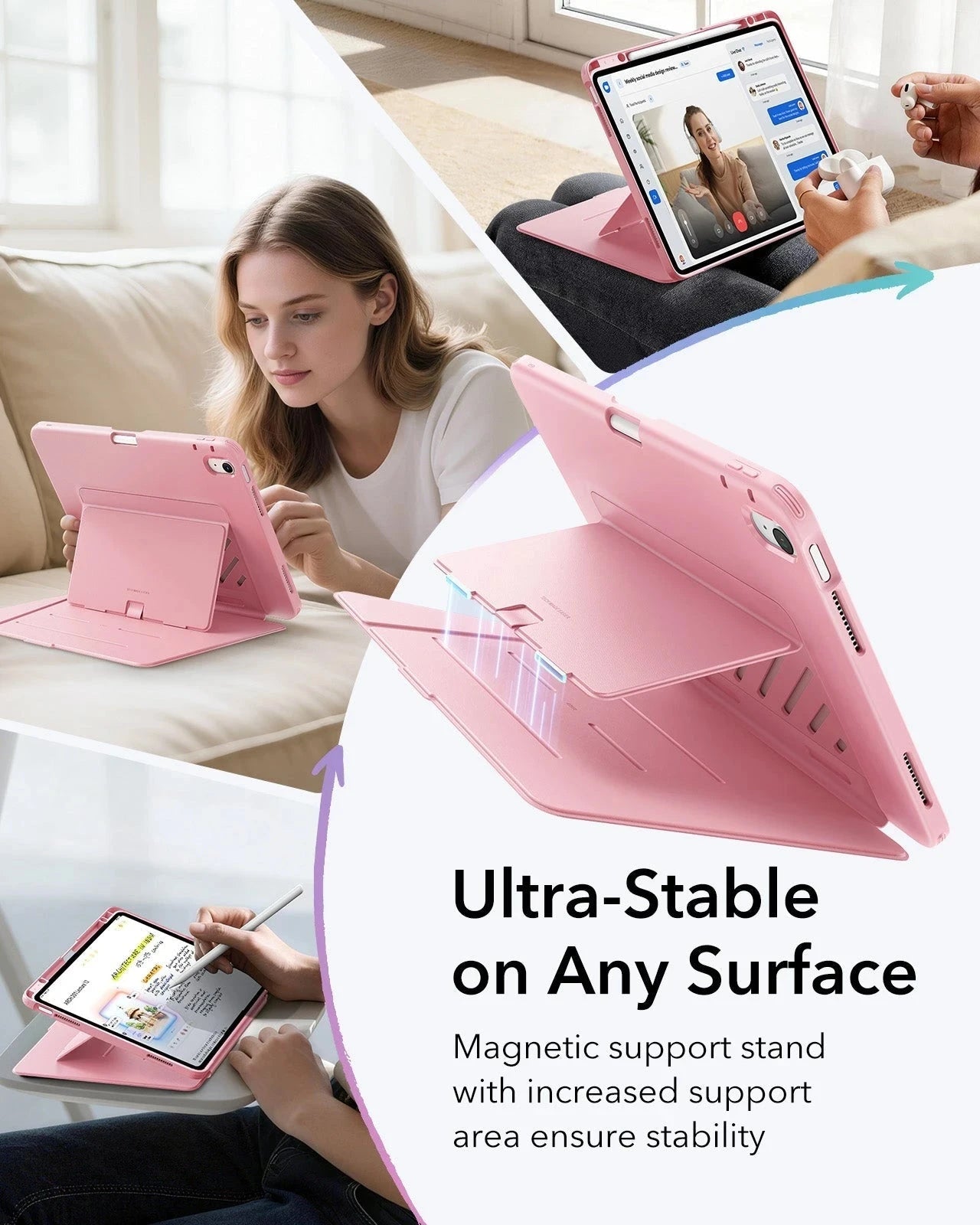 iPad Air 13" (M4) 2026 Flip Magnetic Case with Pencil Holder - Pink ESR ESR