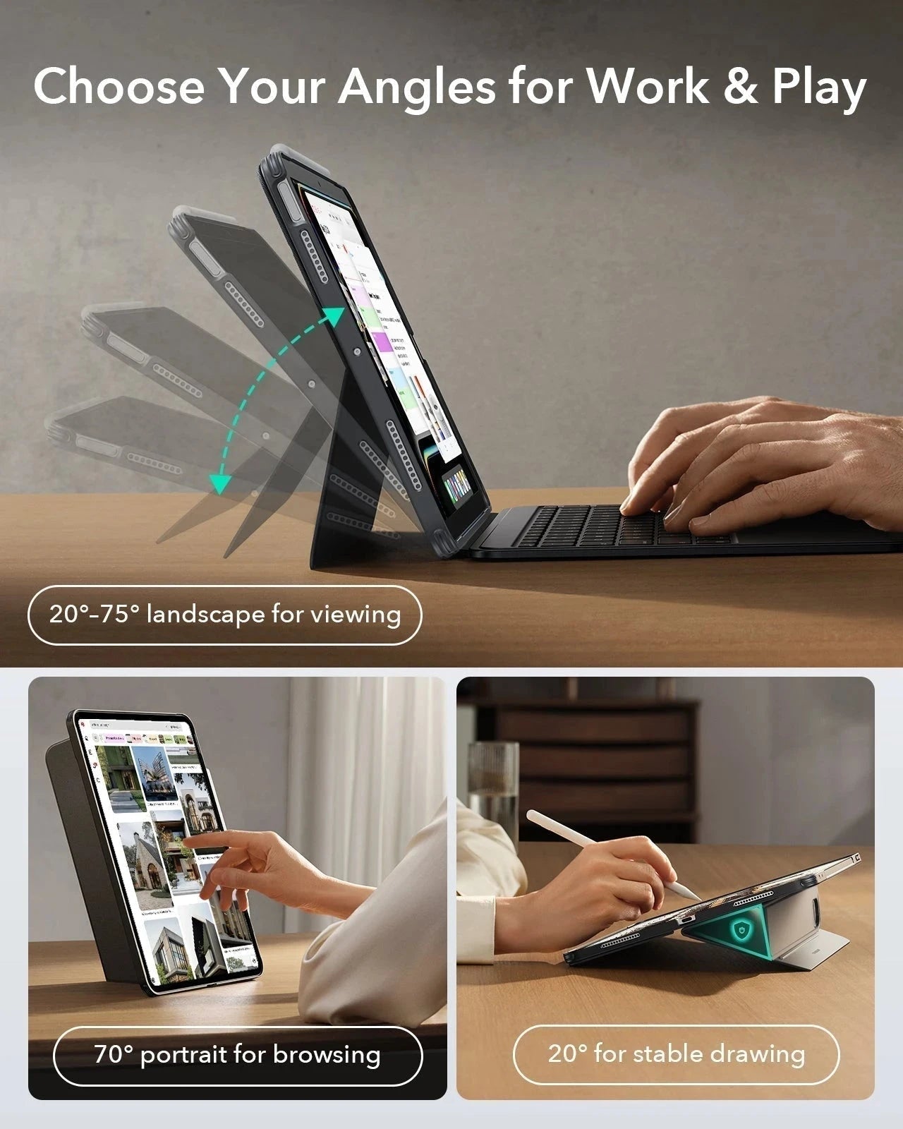 iPad Air 13" (M4) 2026 Shift Keyboard Case with Detachable-choose your angles for work and play