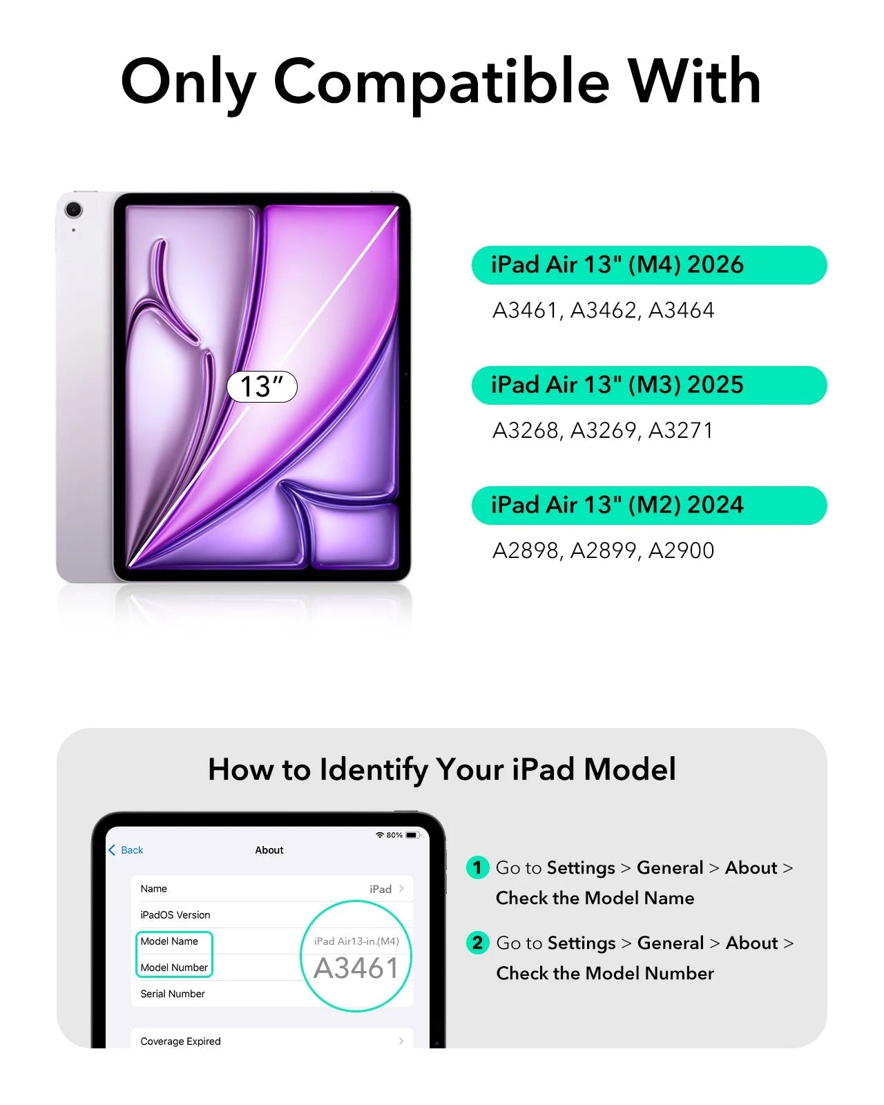 Compatible with Ipad Air 13(M4)2026/2025/2024