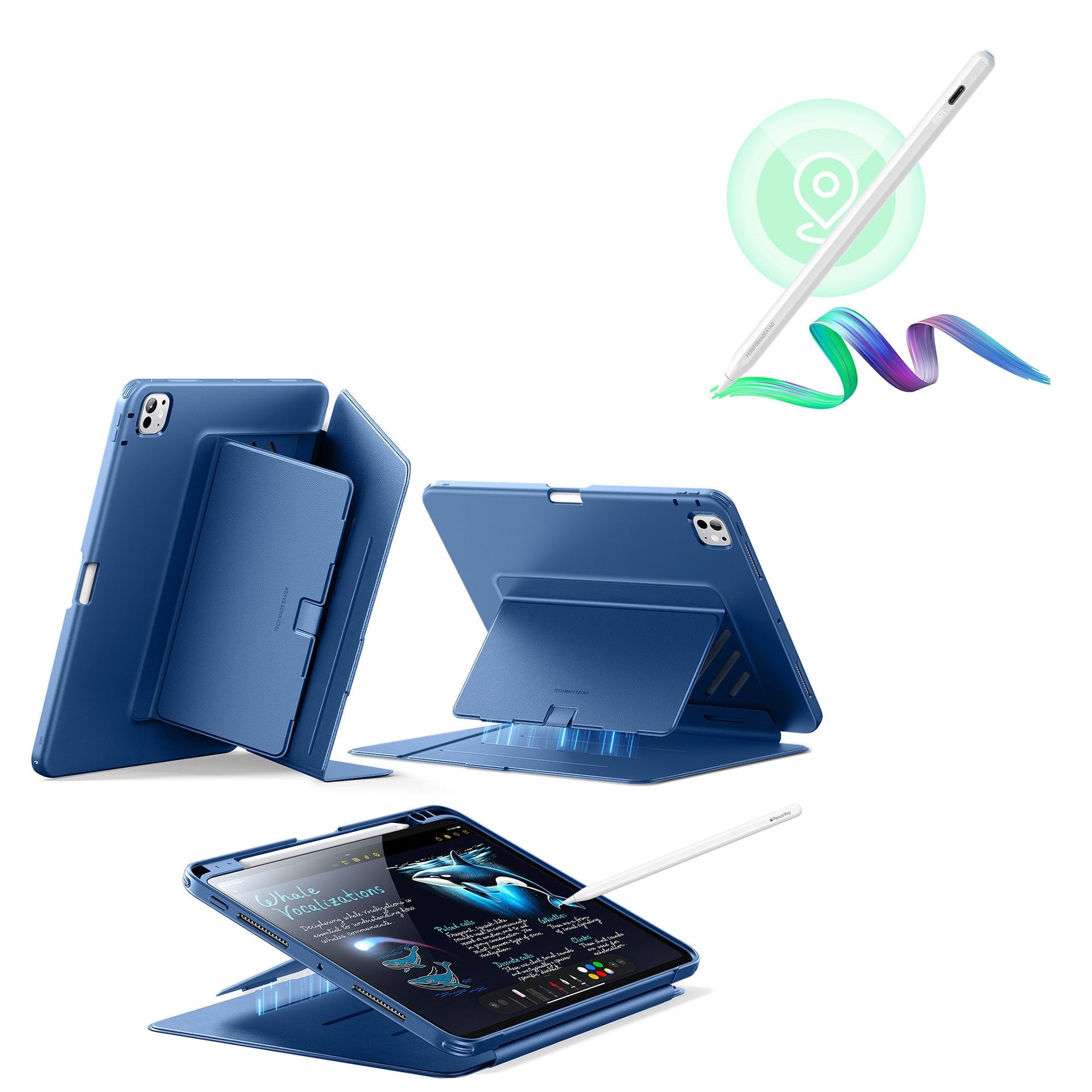 iPad Pro 11″ (2024) Flip Magnetic Case with Pencil Bundle - Navy Blue ESR ESR