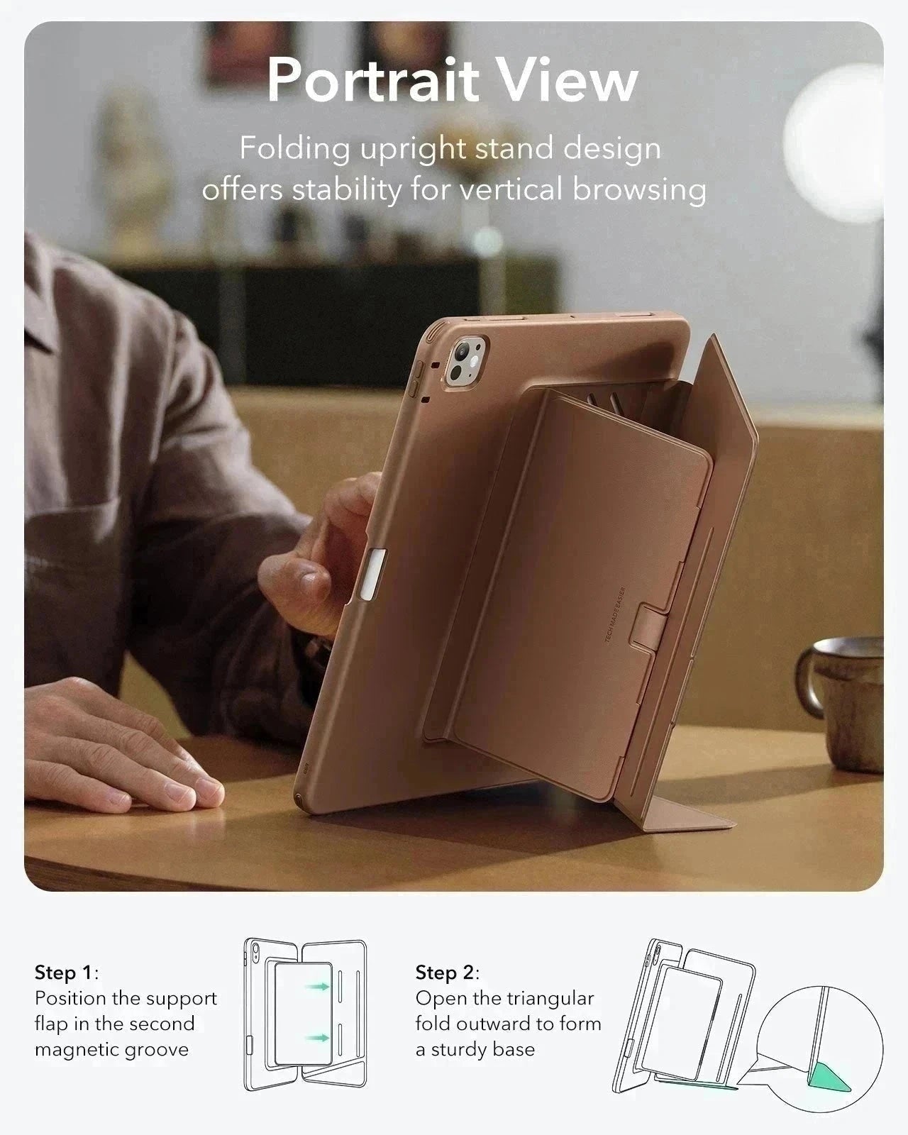 iPad Pro 13" (2024) Flip Magnetic Case with Pencil Holder - Brown ESR ESR