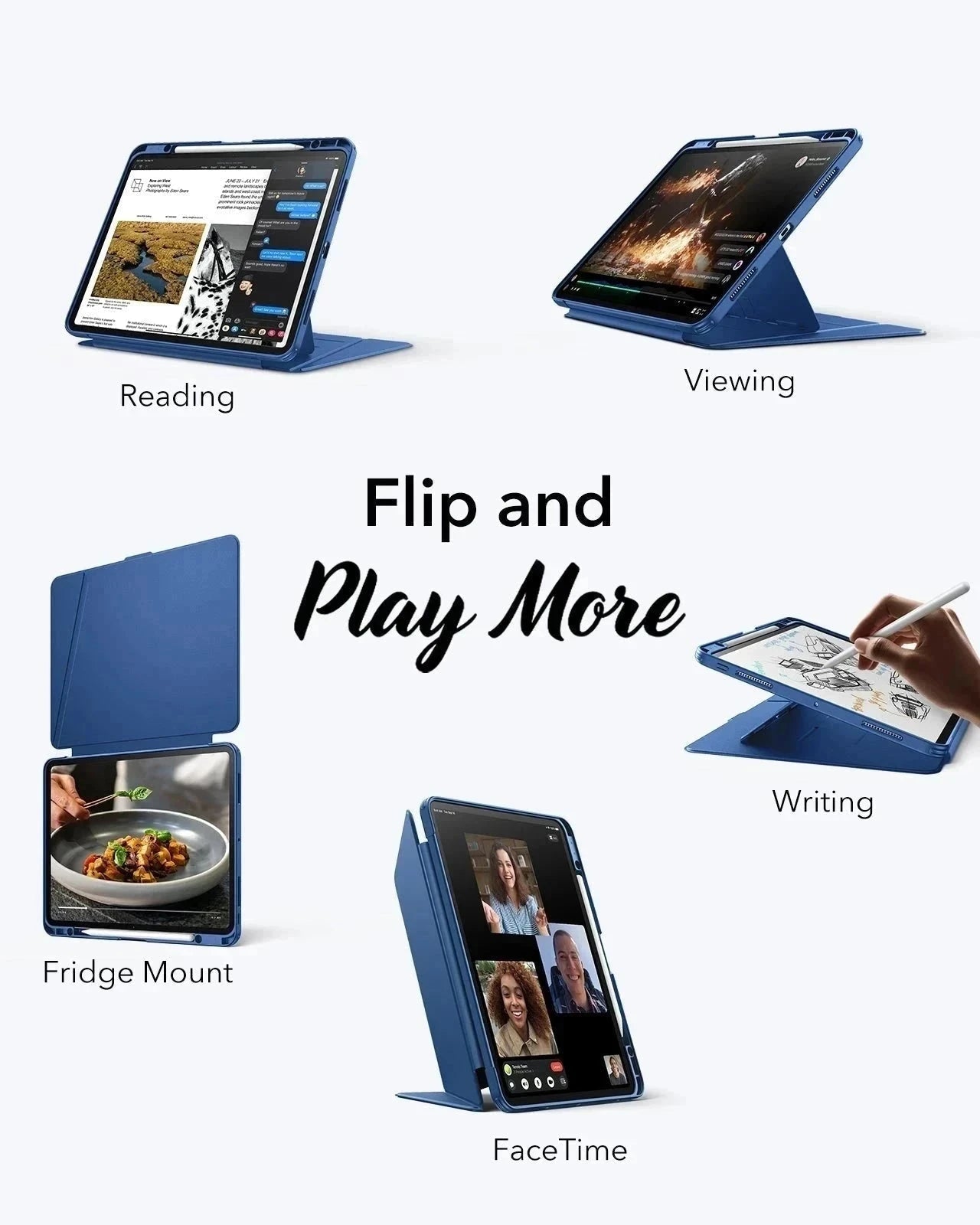 iPad Pro 11" (2024) Flip Magnetic Case with Pencil Holder - Navy Blue ESR ESR