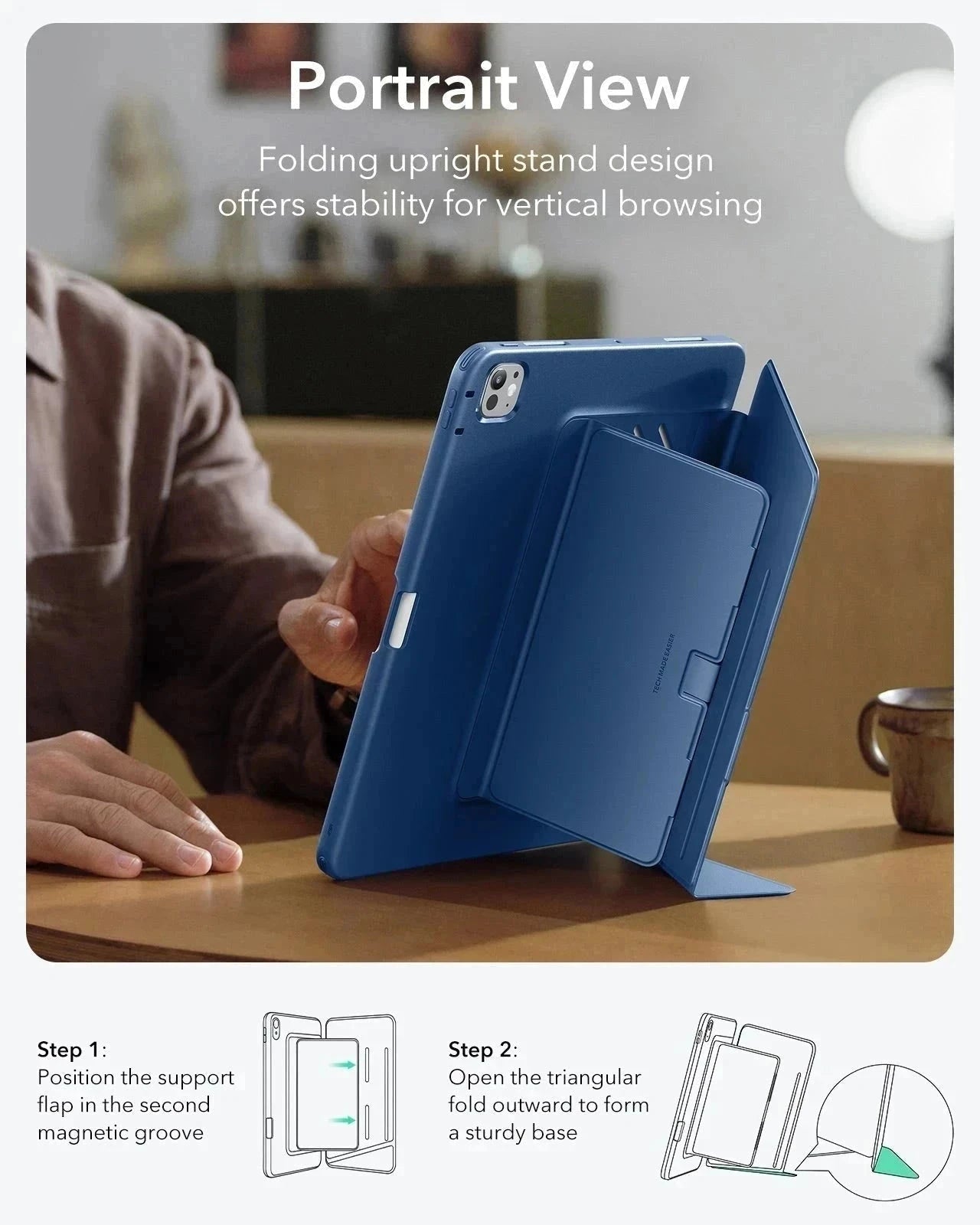 iPad Pro 11" (2024) Flip Magnetic Case with Pencil Holder - Navy Blue ESR ESR