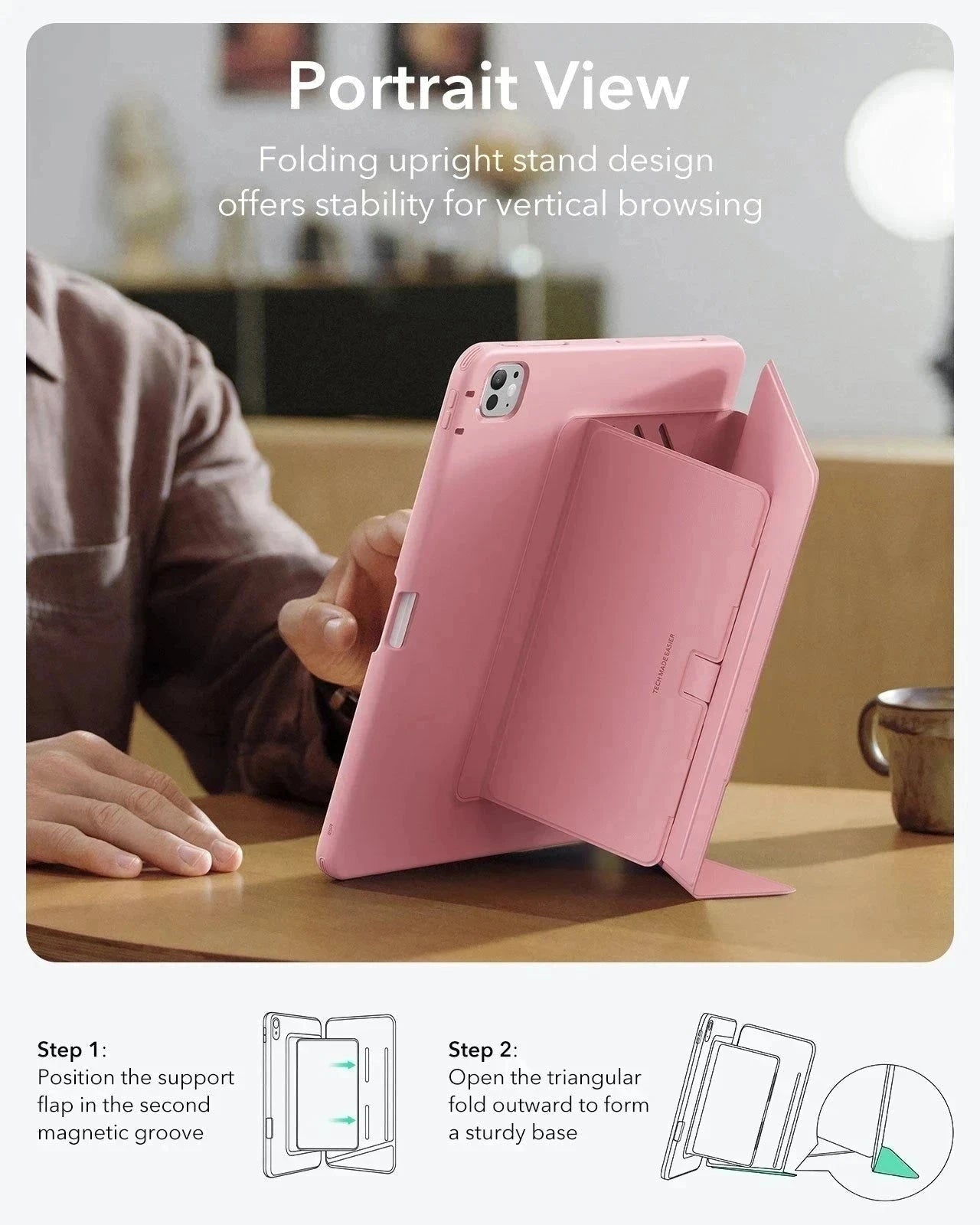 iPad Pro 11" (2024) Flip Magnetic Case with Pencil Holder - Pink ESR ESR