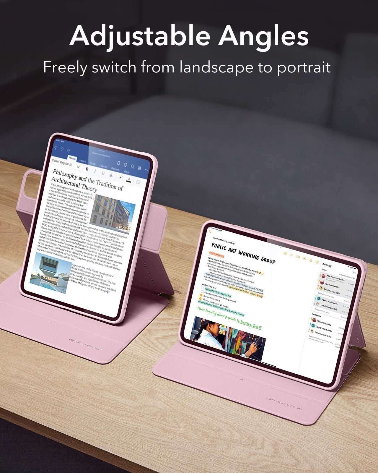 iPad Pro 11ʺ (2025) Rebound Hybrid Case 360 - Pink ESR ESR