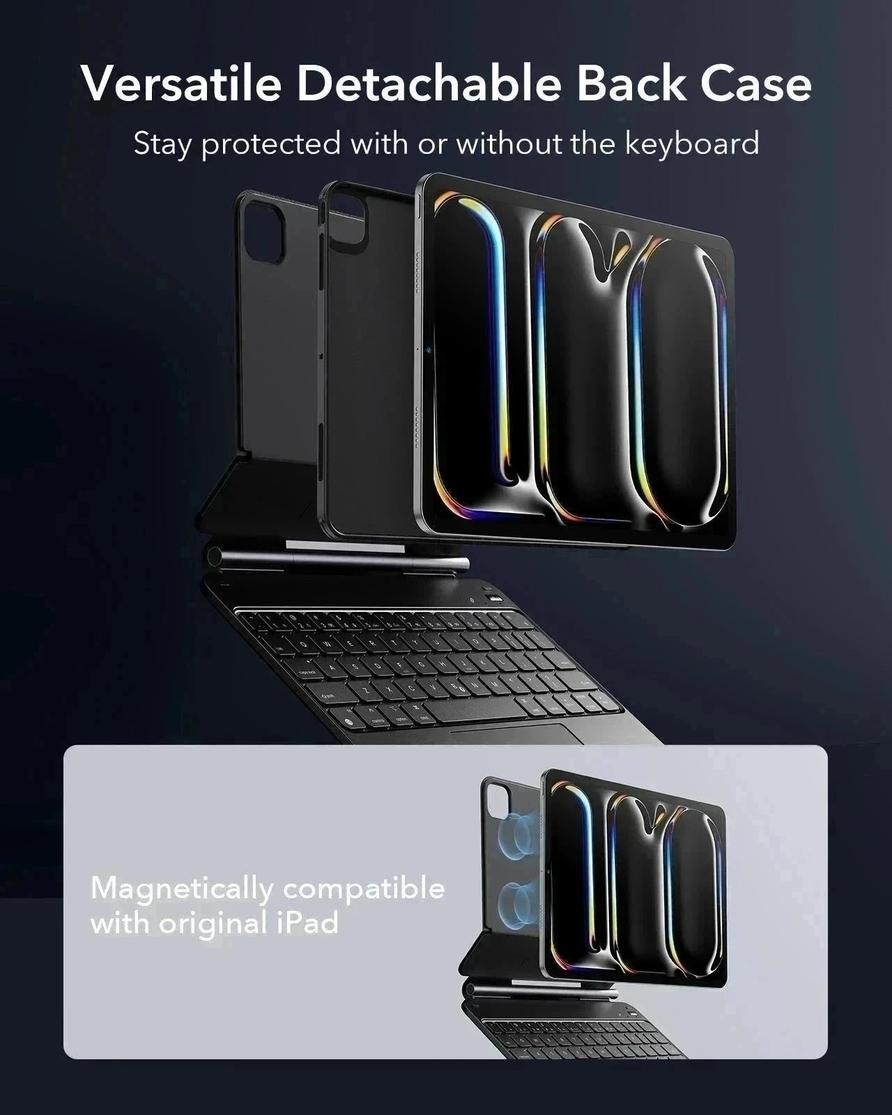 iPad Pro 13ʺ (2025) Bundle Rebound Magnetic Keyboard Case 360, Digital Pencil & Screen Protectors - UK Layout-Black ESR ESR